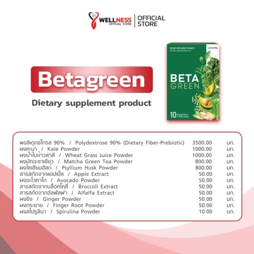 เบต้ากรีน Beta Green สารสกัดในผลิตภัณฑ์