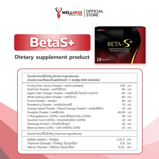 สารสกัดในผลิตภัณฑ์ เบต้าเอส พลัส Betas Plus
