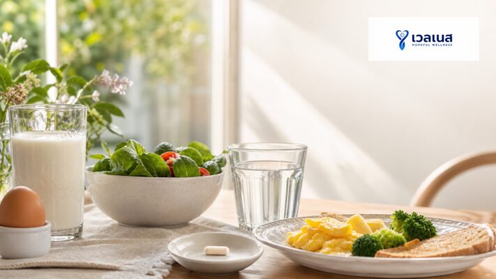 ภาพประกอบบทความ BETACAL PLUS กินตอนไหน หลังอาหารเช้า (ภาพประกอบจัดทำเพื่อช่วยอธิบายเนื้อหาในบทความ ไม่ใช่ภาพแคปซูลหรือบรรจุภัณฑ์จริงของสินค้า)