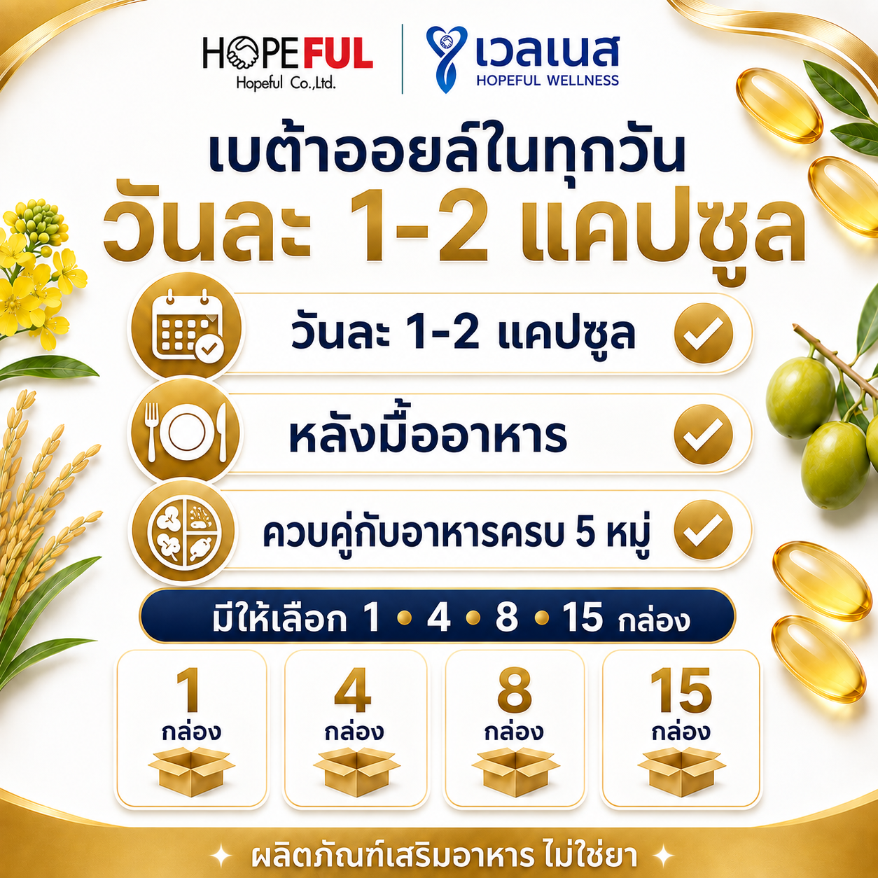 วิธีรับประทาน BETA OIL เบต้าออยล์ และชุด 1, 4, 8 และ 15 กล่อง