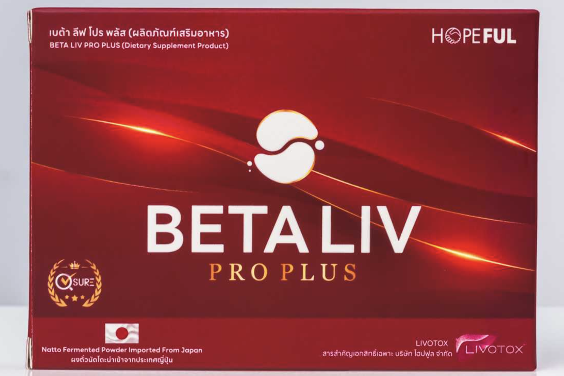 ด้านหน้ากล่อง BETA LIV PRO PLUS เบต้า ลีฟ โปร พลัส ตราโฮปฟูล